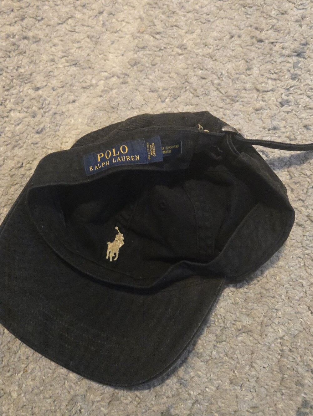 Polo Ralph Lauren Classic Black Cotton Chino Baseball Dad Hat - Picture 3 of 4